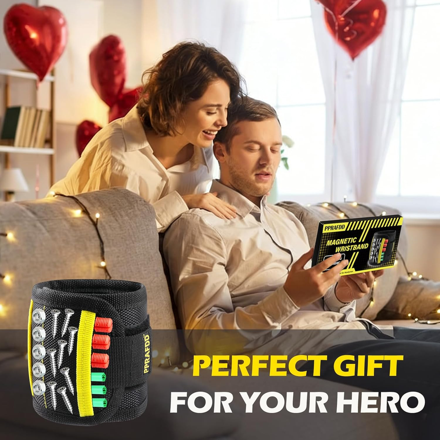PPRAFDD Magnetic Wristband for Tools, Gift for Men Stocking Stuffers | Tools Bel