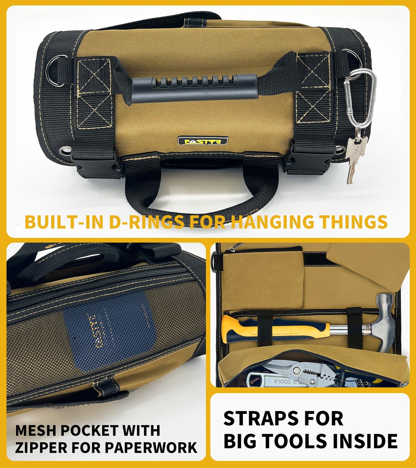 Large Roll Up Tool Bag Organizer 13 Pocket Pouch Heavy Duty Carrier Bag