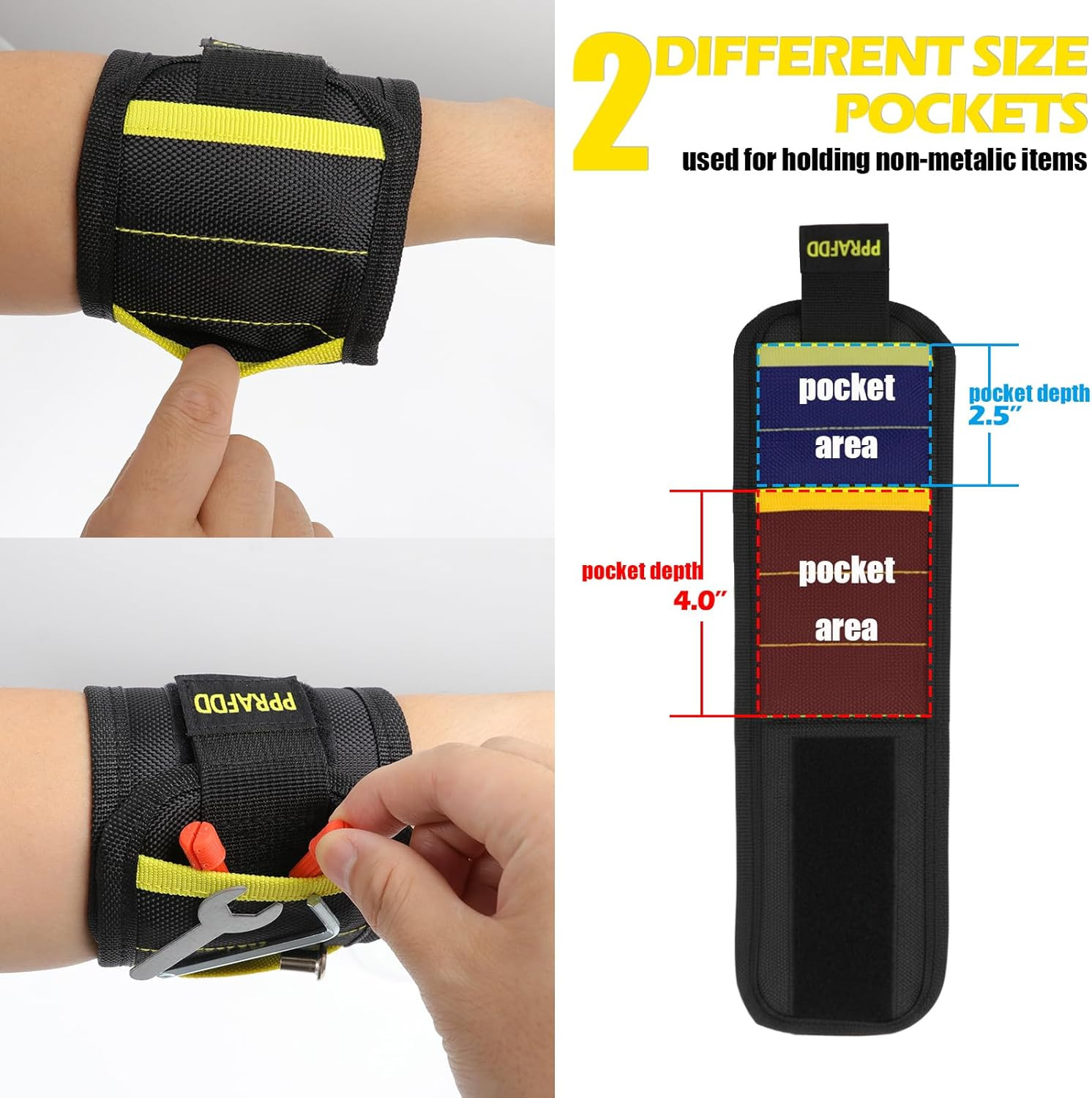 PPRAFDD Magnetic Wristband for Tools, Gift for Men Stocking Stuffers | Tools Bel
