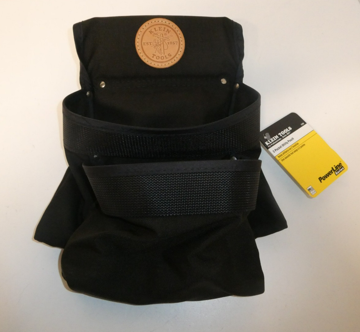 Klein Tools PowerLine 2-Pocket Utility Pouch Black CORDURA Nylon Made In USA NEW