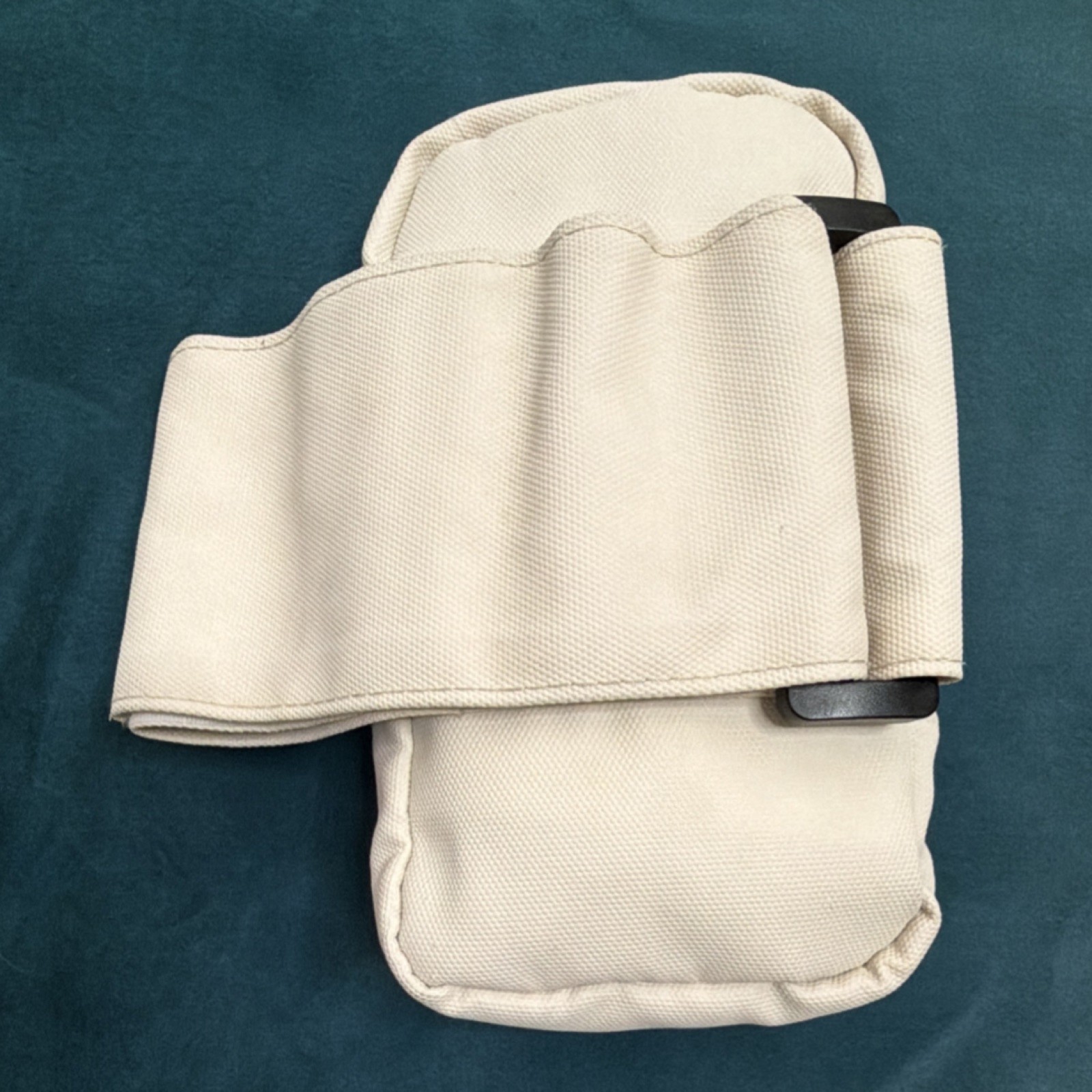 Beige Fabric Running Arm Pouch with, Zippers Closures & Compartments 7”x4”
