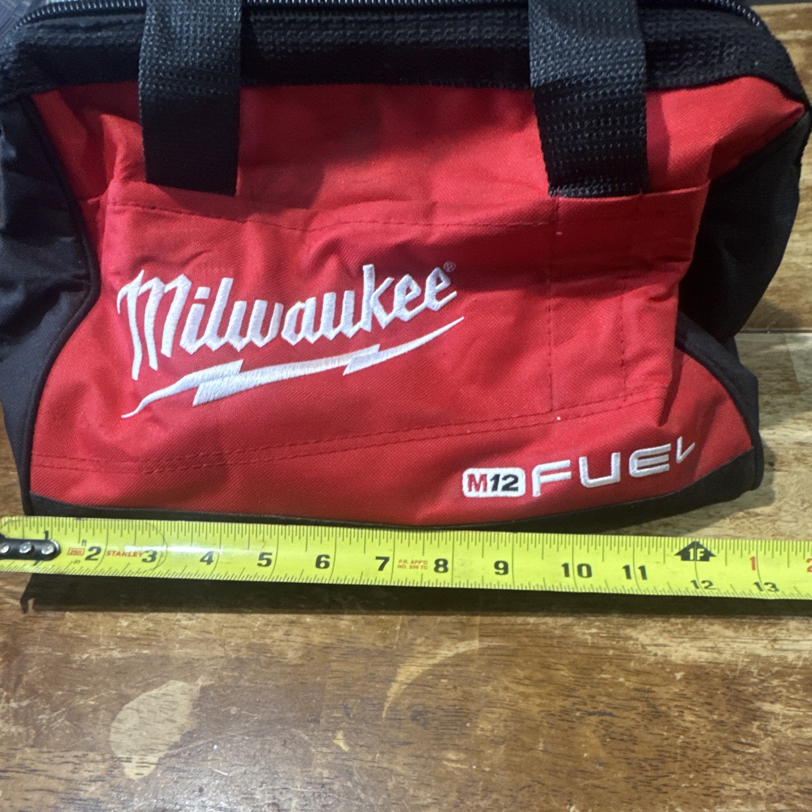 Milwaukee M12 FUEL 13in Red/Black Fabric Tool Bag w/ Handle, Zipper