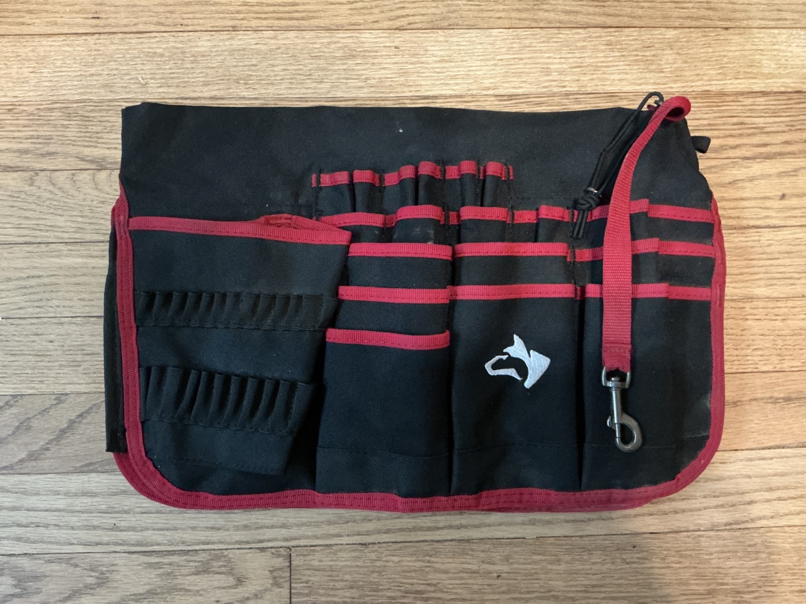 Husky heavy duty tool pouch, 12×18″, black / red