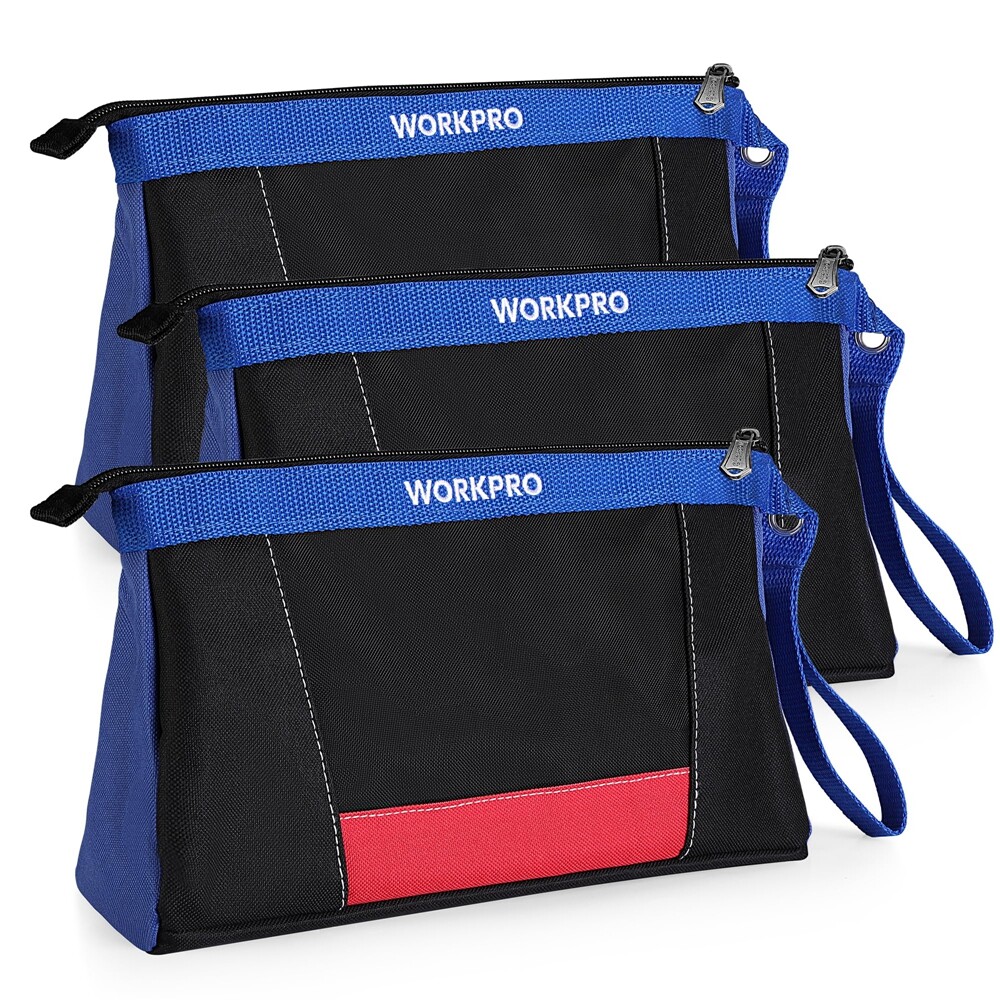 WORKPRO 3 Pack 12″ Tool Pouches Heavy-Duty Small Tool Bag Utility Pouch w/Zipper