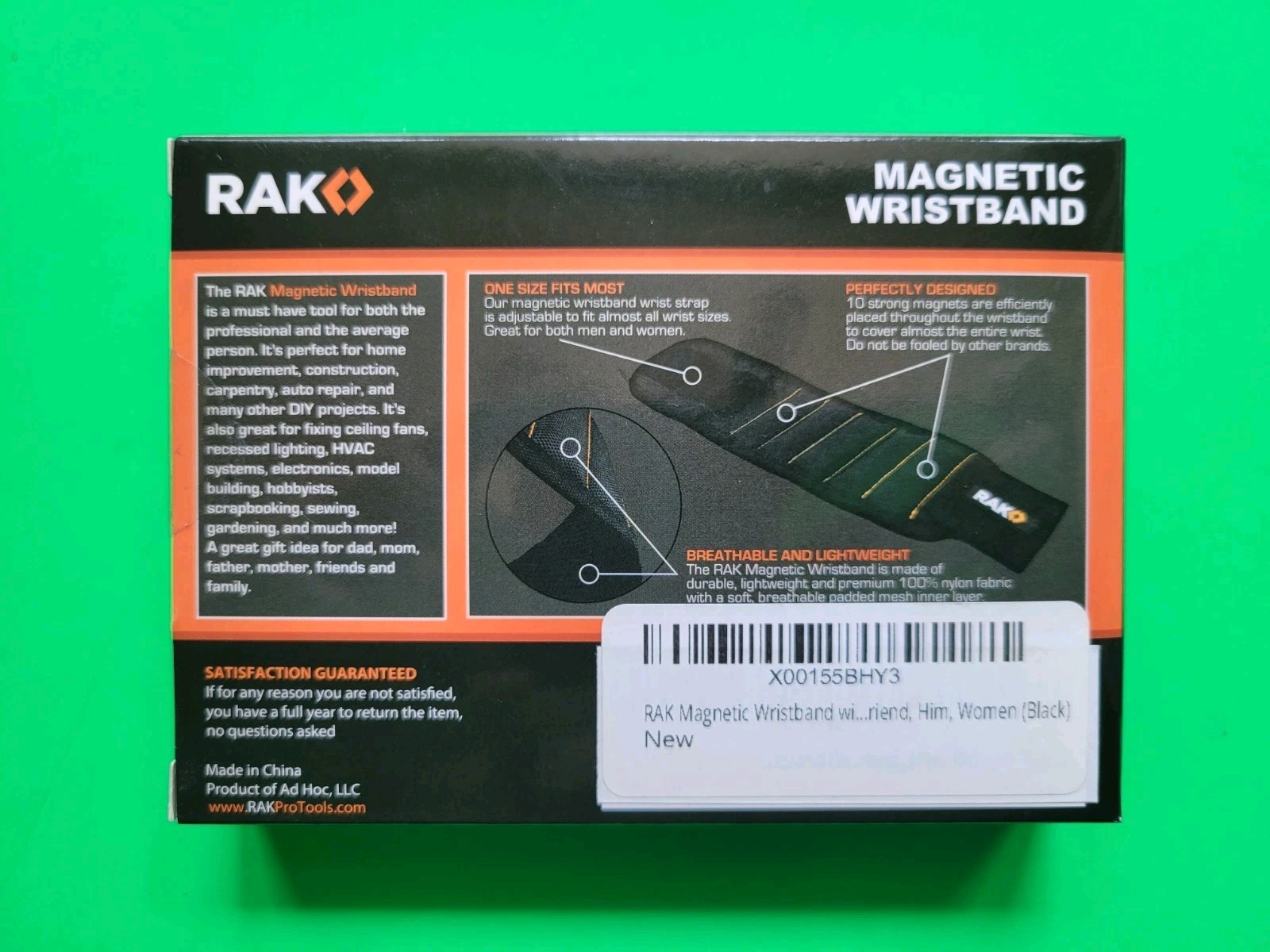 RAK Magnetic Wristband For Holding Screws Nails And Drill Bits