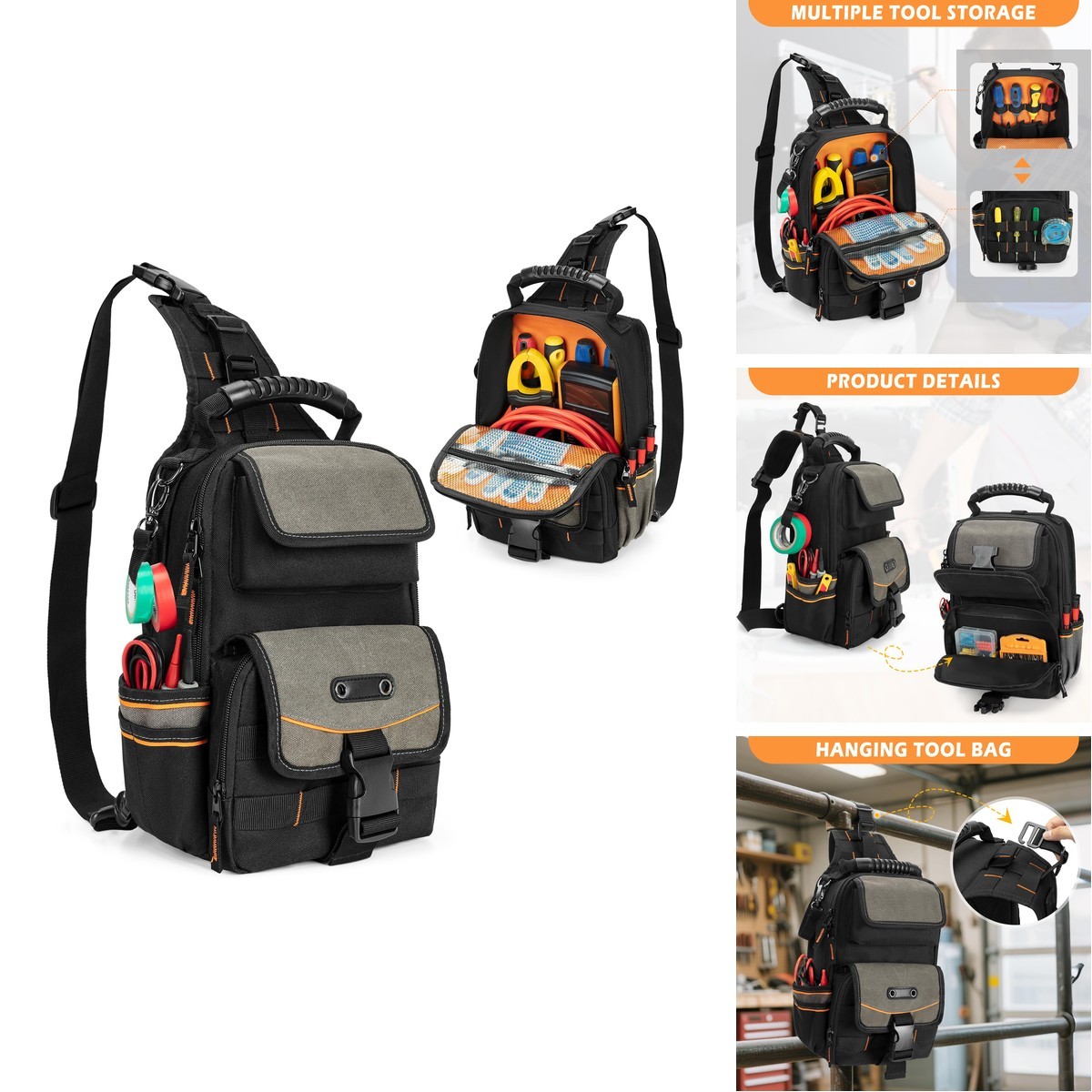 Trahzia Electrician Tool Pouch Bag, Zippered HVAC Tool Organizer CATH01101