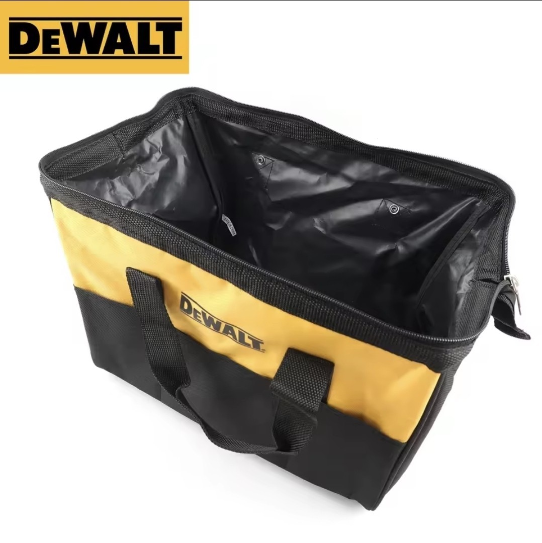 DEWALT 15″ Medium Tool Bag Heavy Duty Canvas Nylon Storage Case Yellow Black NEW
