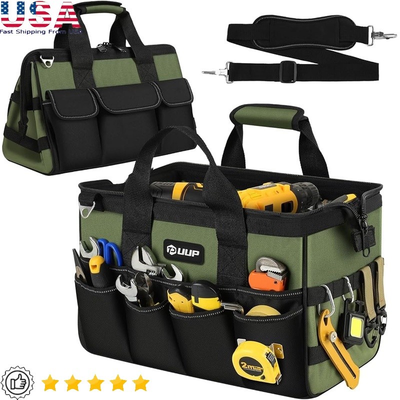 Large Tool Bag 16 Pockets Adjustable Strap Water Resistant Molle Attachment New