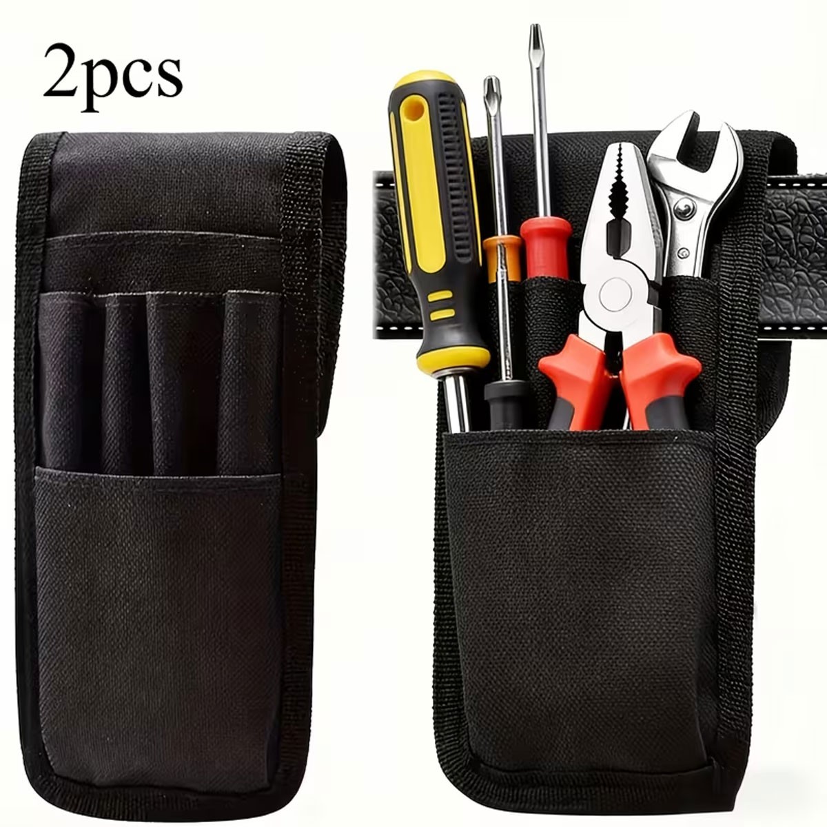 2x Belt Tool Pouch Small Nylon Organizer Multi-Pocket Lightweight Pen Holder Bag
