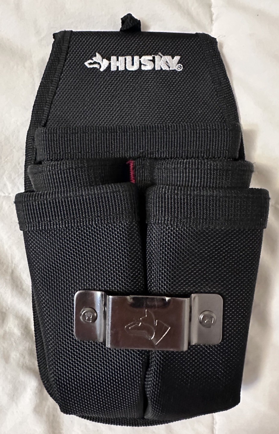 Husky Tool Belt Pouch 5 in 5-Pocket Black Four Barrel Durable Denier Poly Fabric