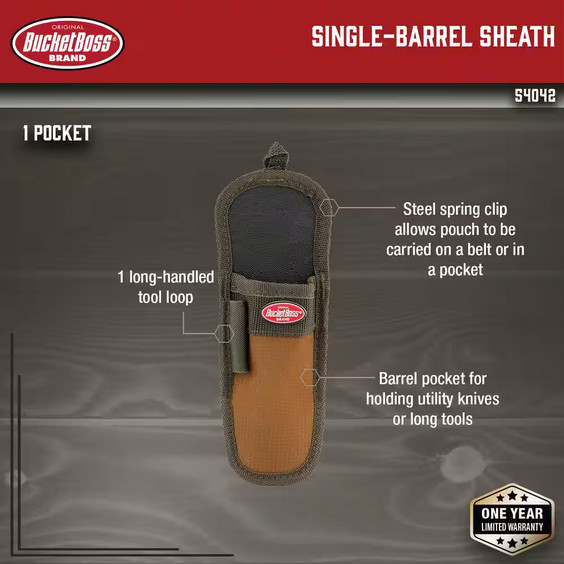 3.75 in. 1-Pocket Tool Belt Sheath Holster – Single Barrel Holder