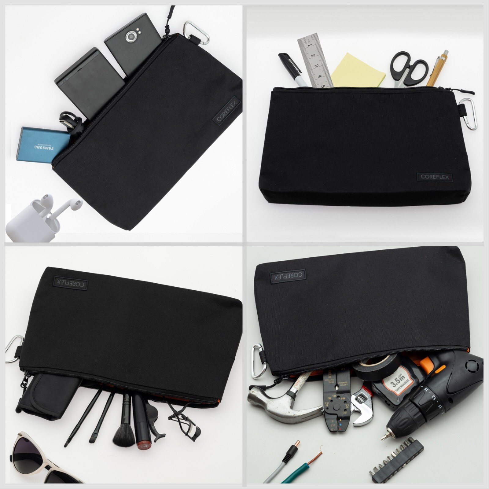Coreflex 6 Pack Tool Pouch Zipper Bag, Small Tool Bag, Multipurpose Storage, Blk
