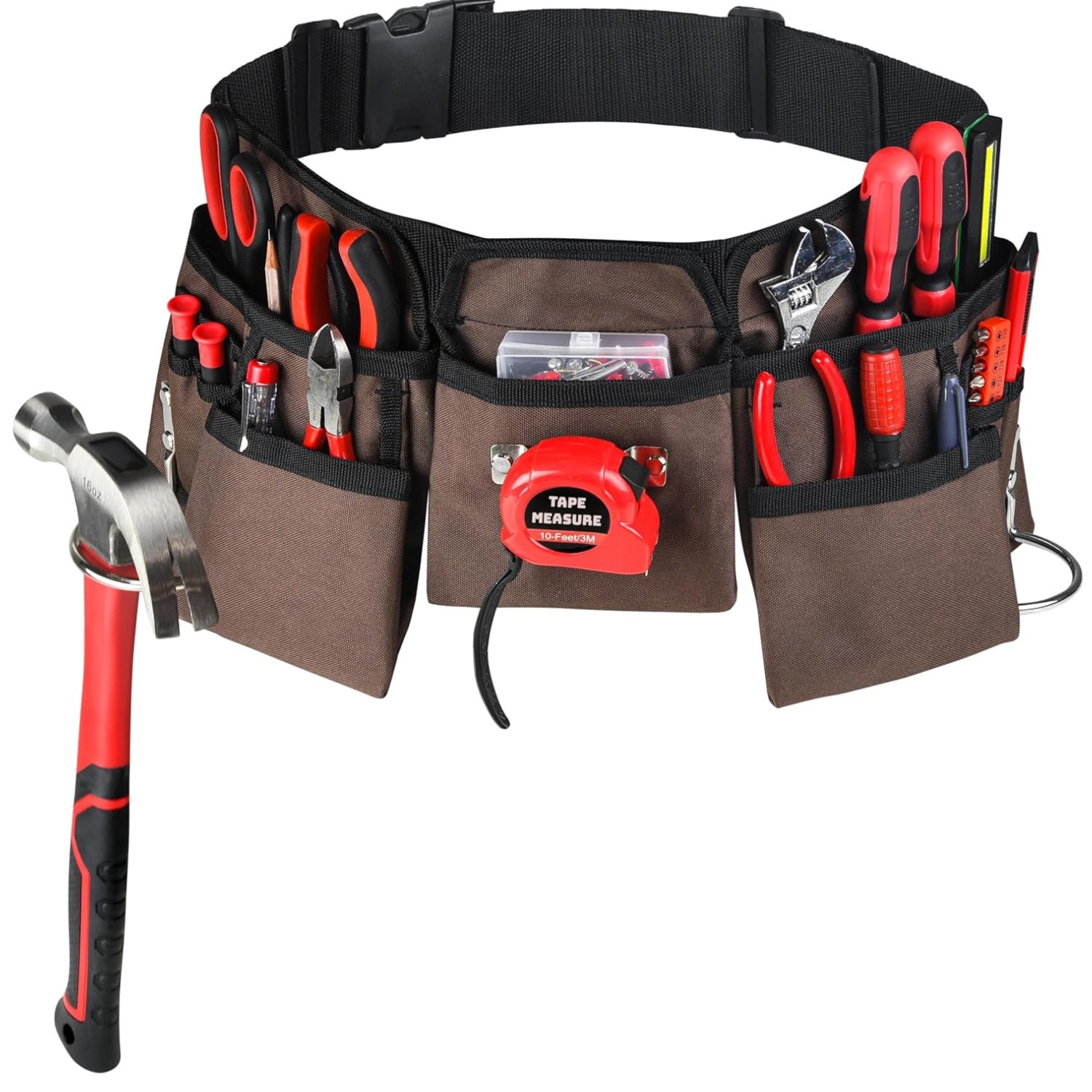19 Pocket Heavy Duty Tool Belt Apron with Adjustable Quick Release Buckle