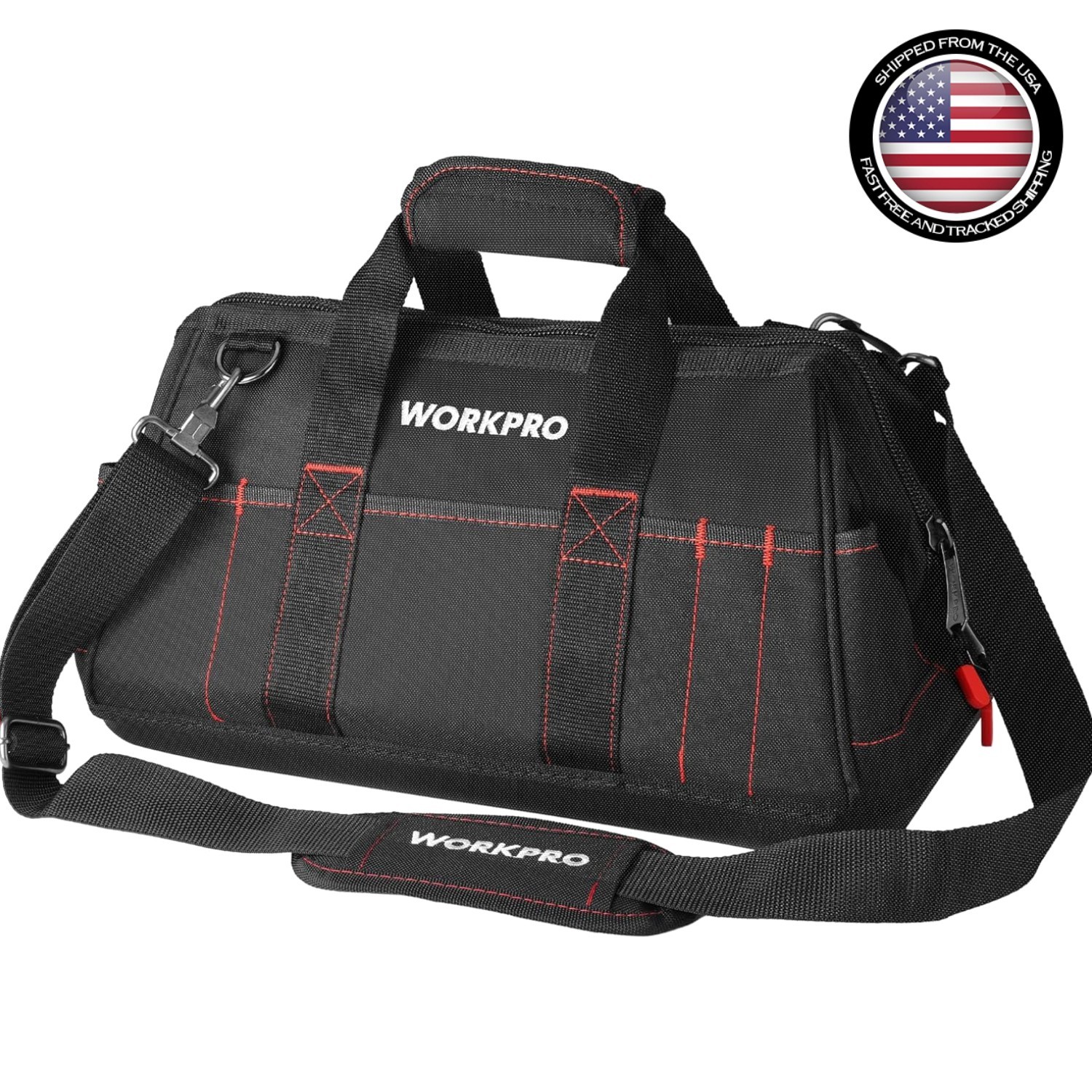 Comfort Carry 16-Inch Tool Bag with Wide Opening & Waterproof Rubber Bottom