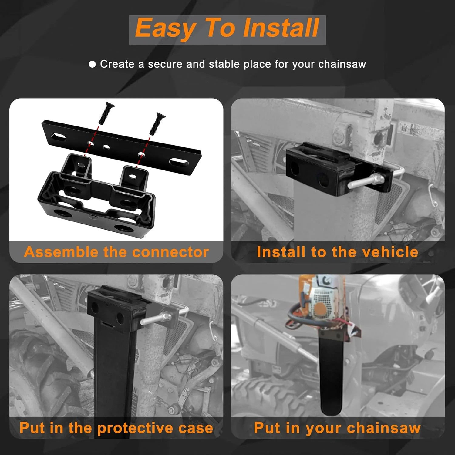 Universal Chainsaw Holder 20″ Scabbard, Fit for Tractors ATVs UTVs Trucks | Univ