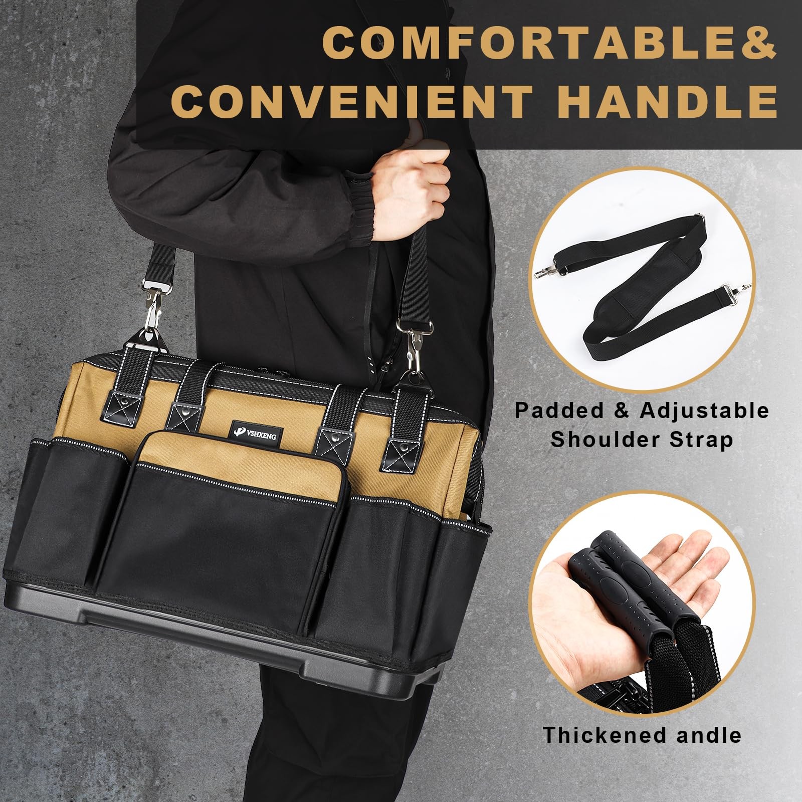 20 IN Large Tool Bag For Men Heavy Duty, Drill Bag Tool Bag Organizer, Wide M…