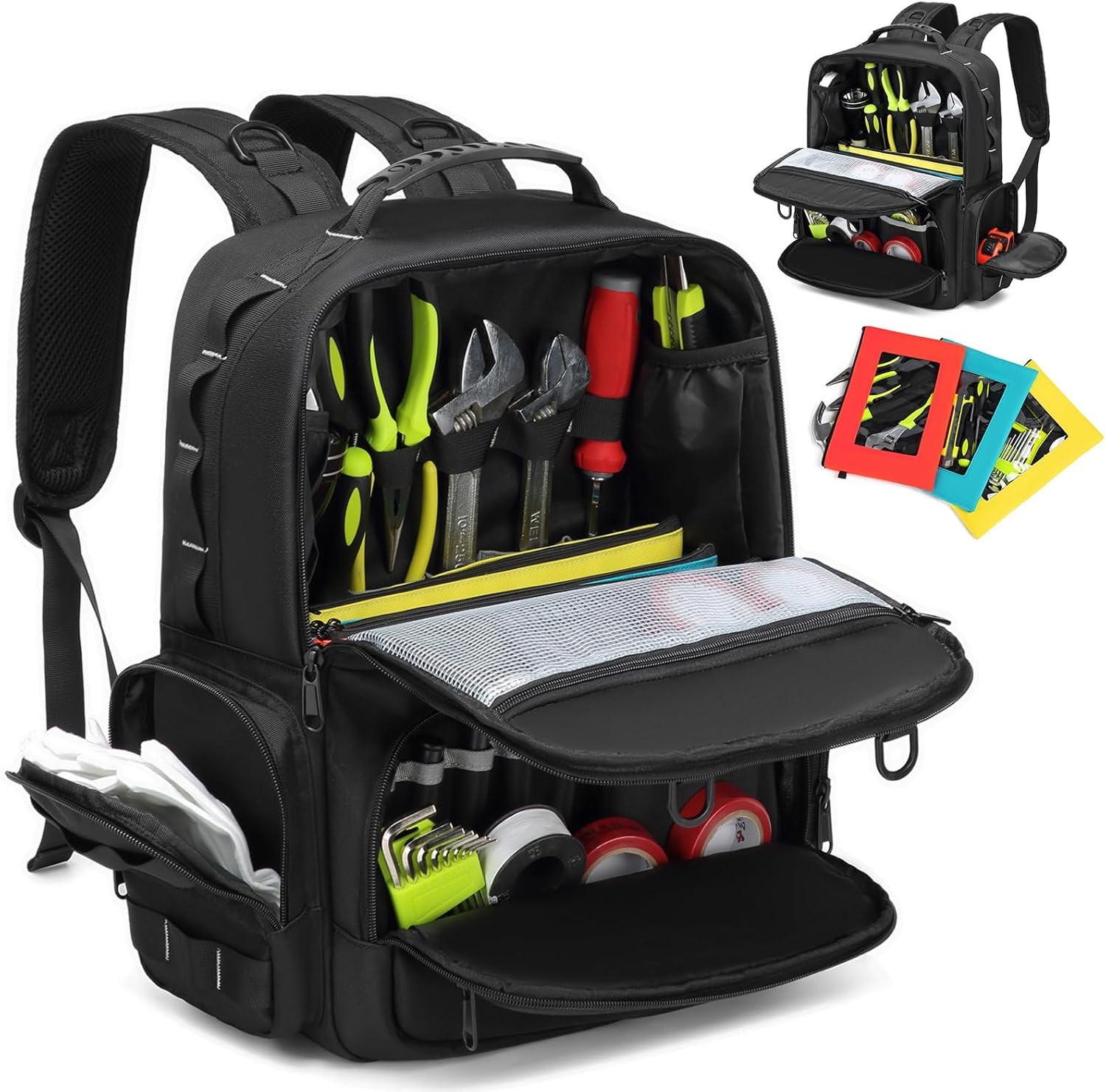 Tool Backpack,Heavy Duty Tool Bags for Men,Tool Storage Organizer Bag