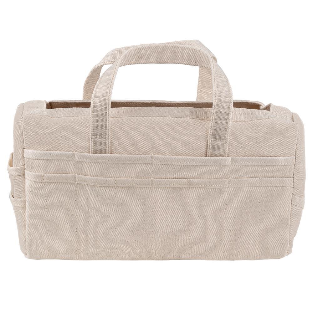 Tool Bag Canvas Heavy Duty 17 Inch Tote with 30 Pockets Waterproof Beige Rigger