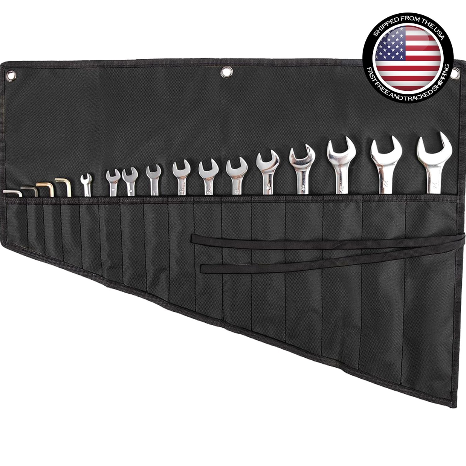 Wrench Roll Organizer Metric & SAE Roll up Tool Pouch Bag Handmade, Heavy Weight