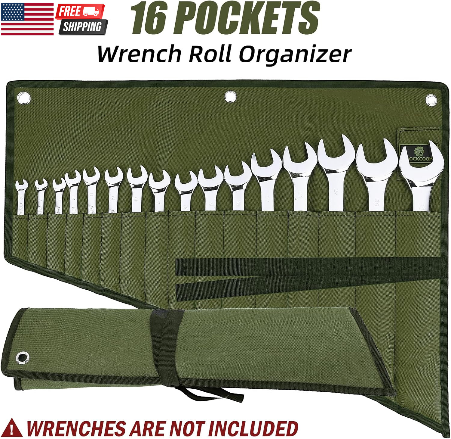 16 Pockets Wrench Roll Organizer Wrench Pouch Roll up with Water Proof Oxford Cl