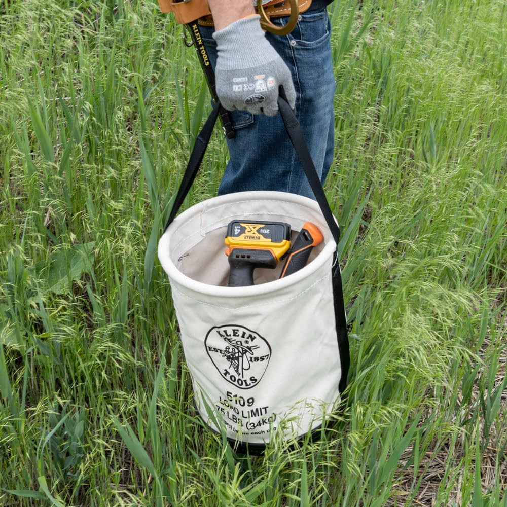 Klein Tools 5109 Canvas Bucket, Wide-Opening Straight-Wall Tool Bucket Is Made o
