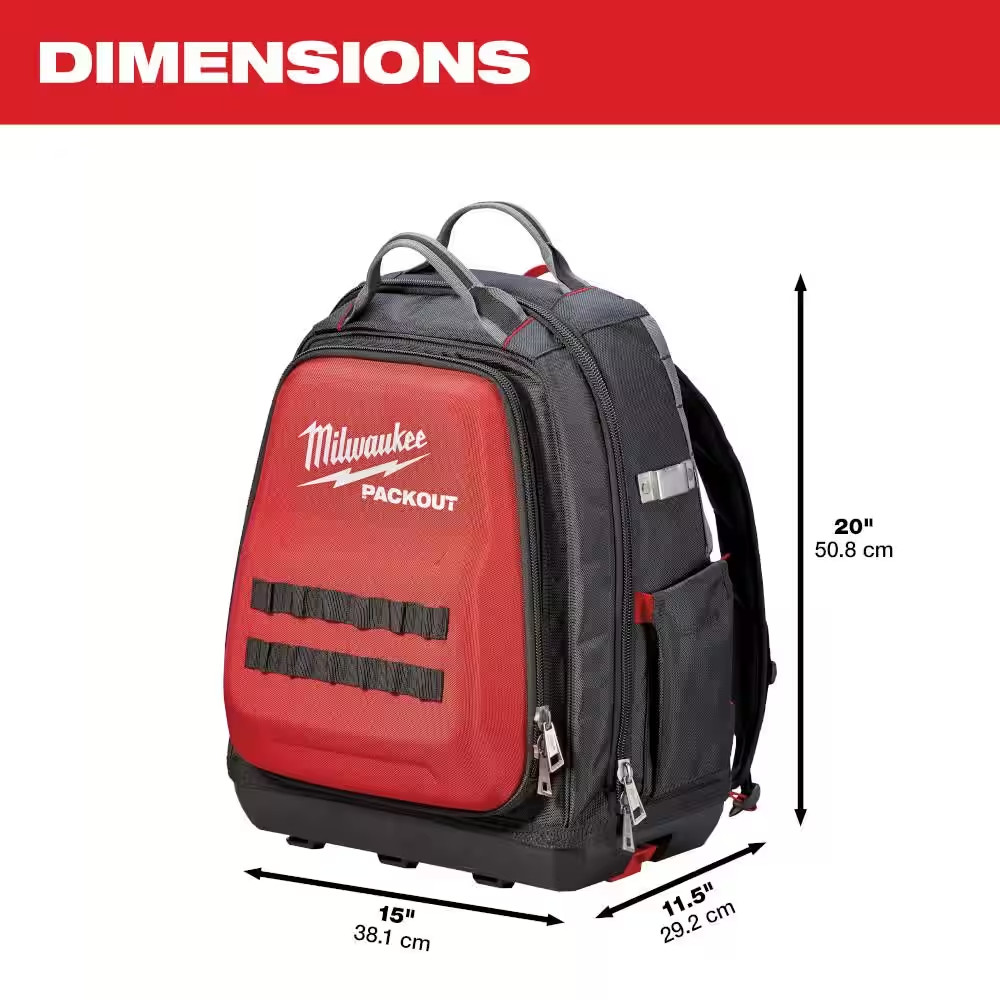 Hard Shell Pocket Back Pack + 3 Pack Multi Size Tool Bag Set Jobsite Contractor