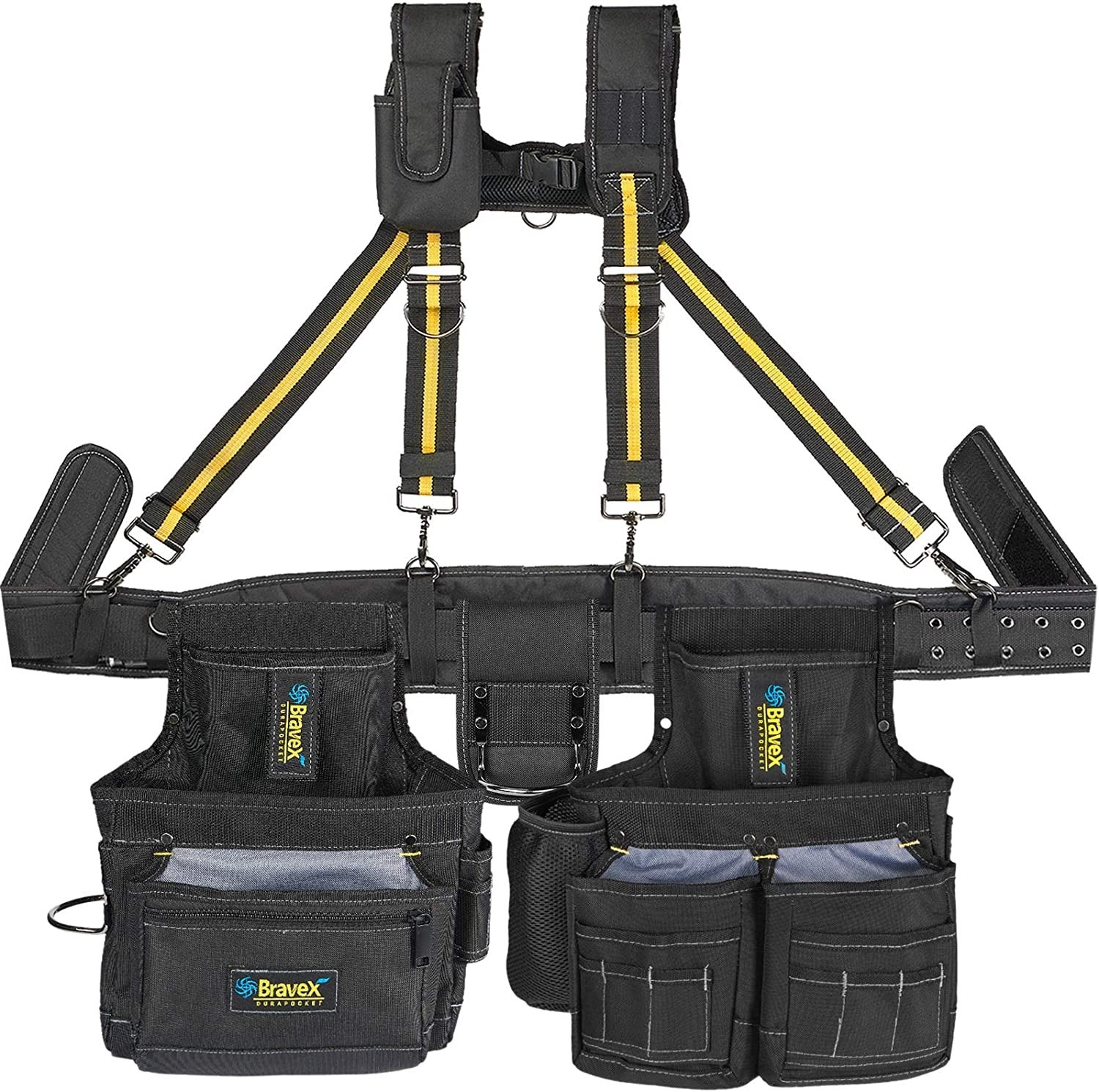 Carpenter Electrician Tool Belt with Suspenders Y-Style 5 Combo Apron Tool Pouch