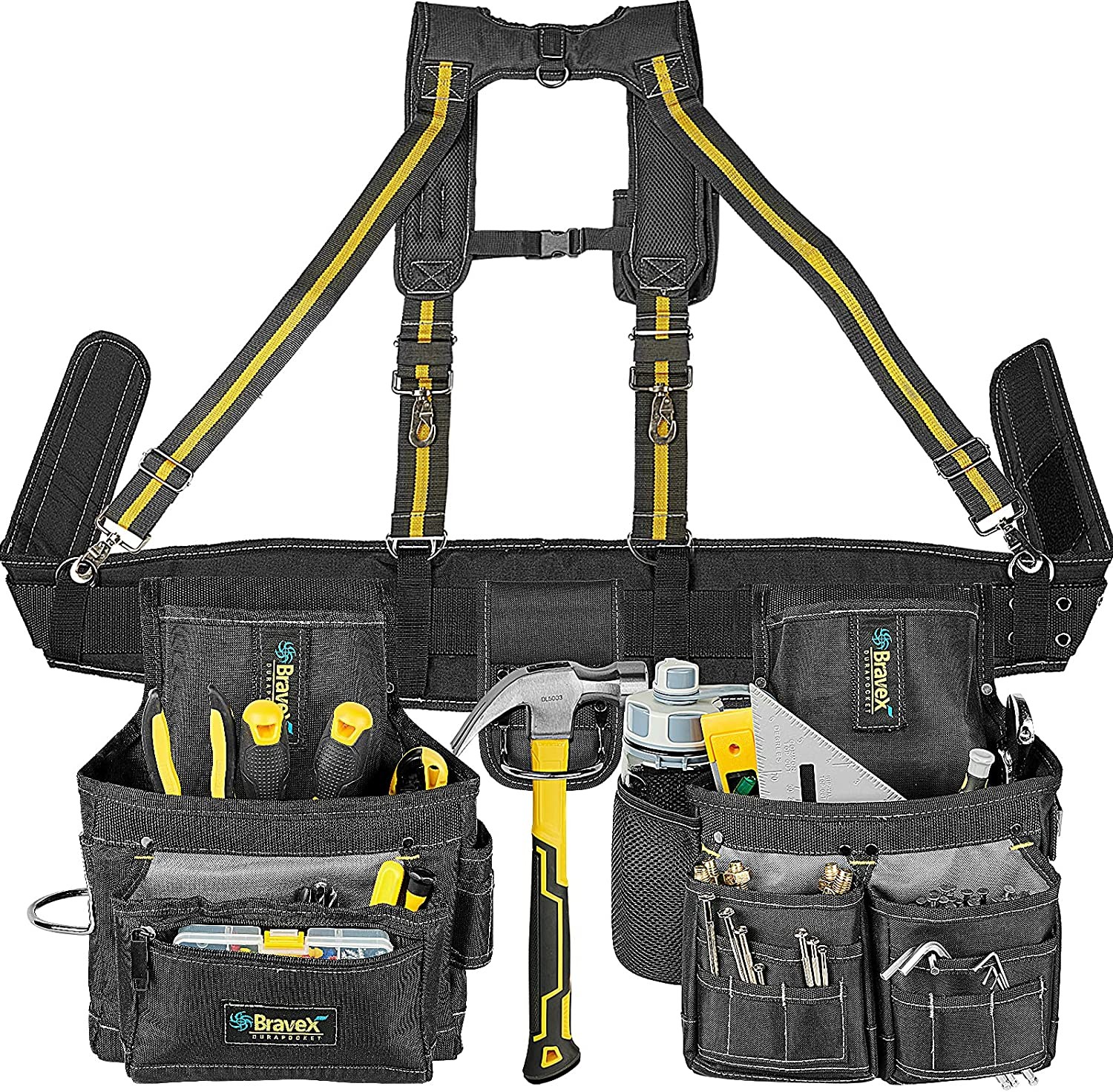 Tool Pouch Tool Belt with Suspenders Electrician Tool Belts Carpenter for men