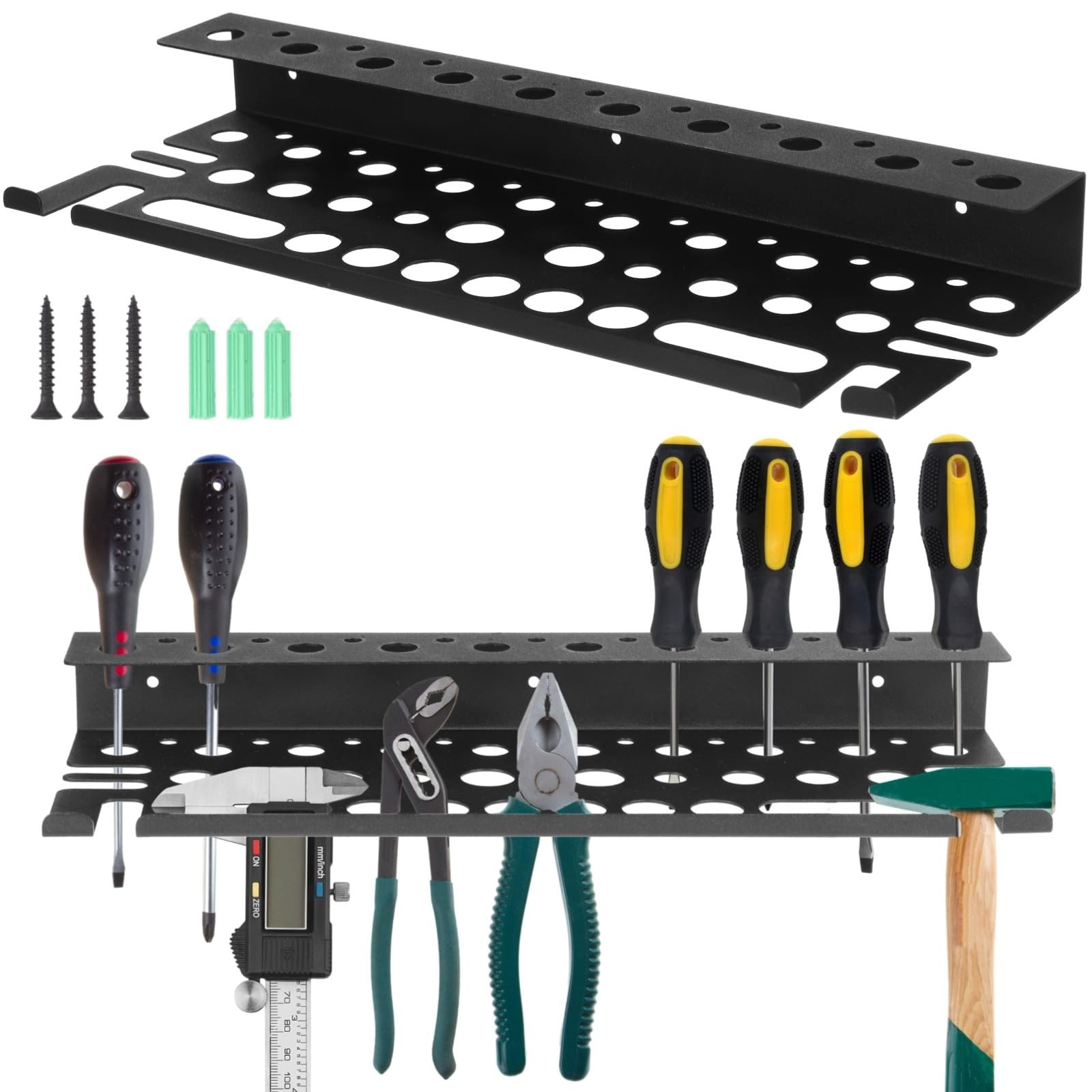 Wall Mounted Metal Screwdriver Organizer, Manual Tool Wall Holder, Plier Stor…