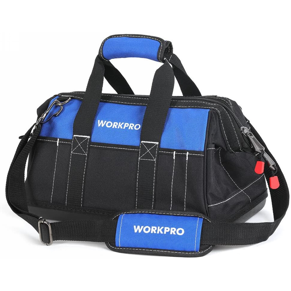 WORKPRO Durable Tool Bag 16 inch Wide Mouth Waterproof Heavy Duty Tool Storage