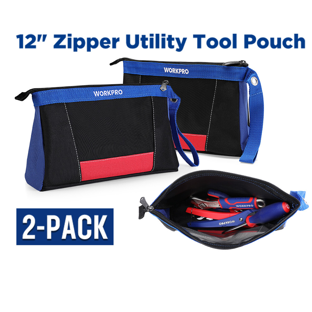 WORKPRO 12″ Tool Pouches with Zipper 2-Pack Utility Bag Pouch for Tool Organizer
