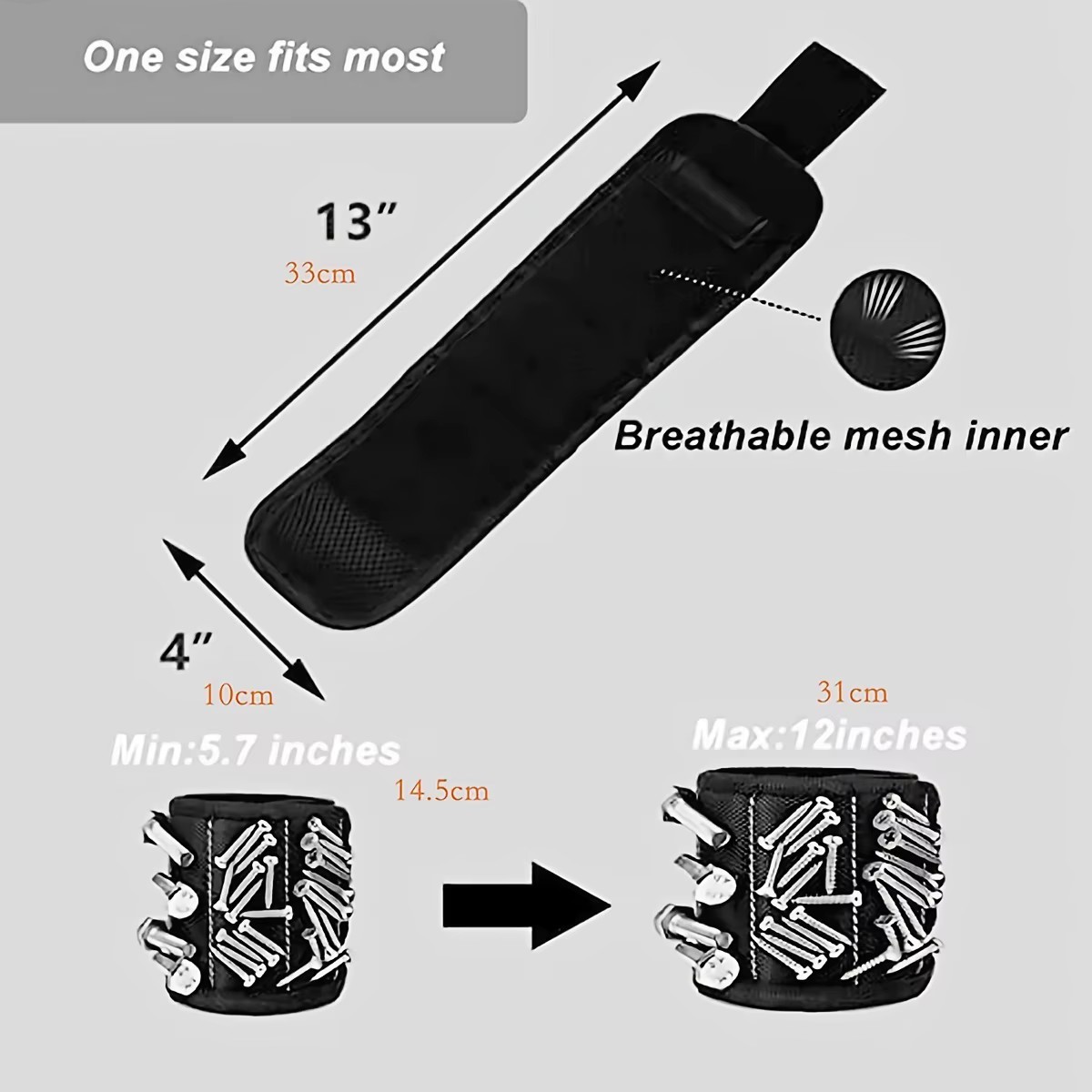 Magnetic Wristband for Holding Screws,Nails，Drilling Bits,Wrist Tool Holder Be