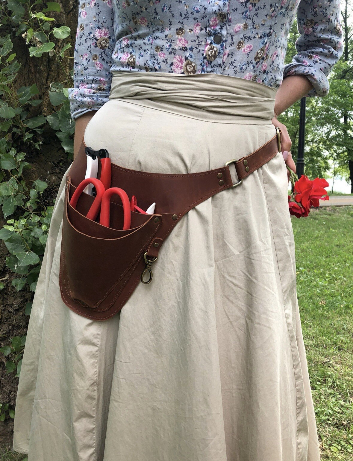 Leather Tool Belt for Florist/Gardener Tool Pouch, Tool Bag Leather Tool Pouch