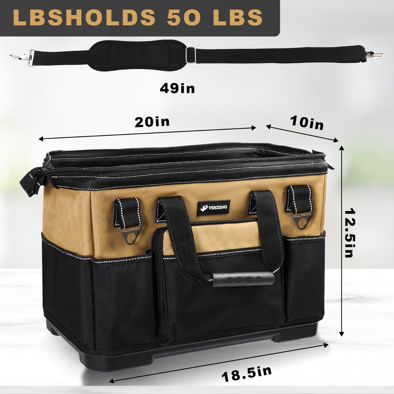 20 IN Large Tool Bag For Men Heavy Duty, Drill Bag Tool Bag Organizer, Wide M…