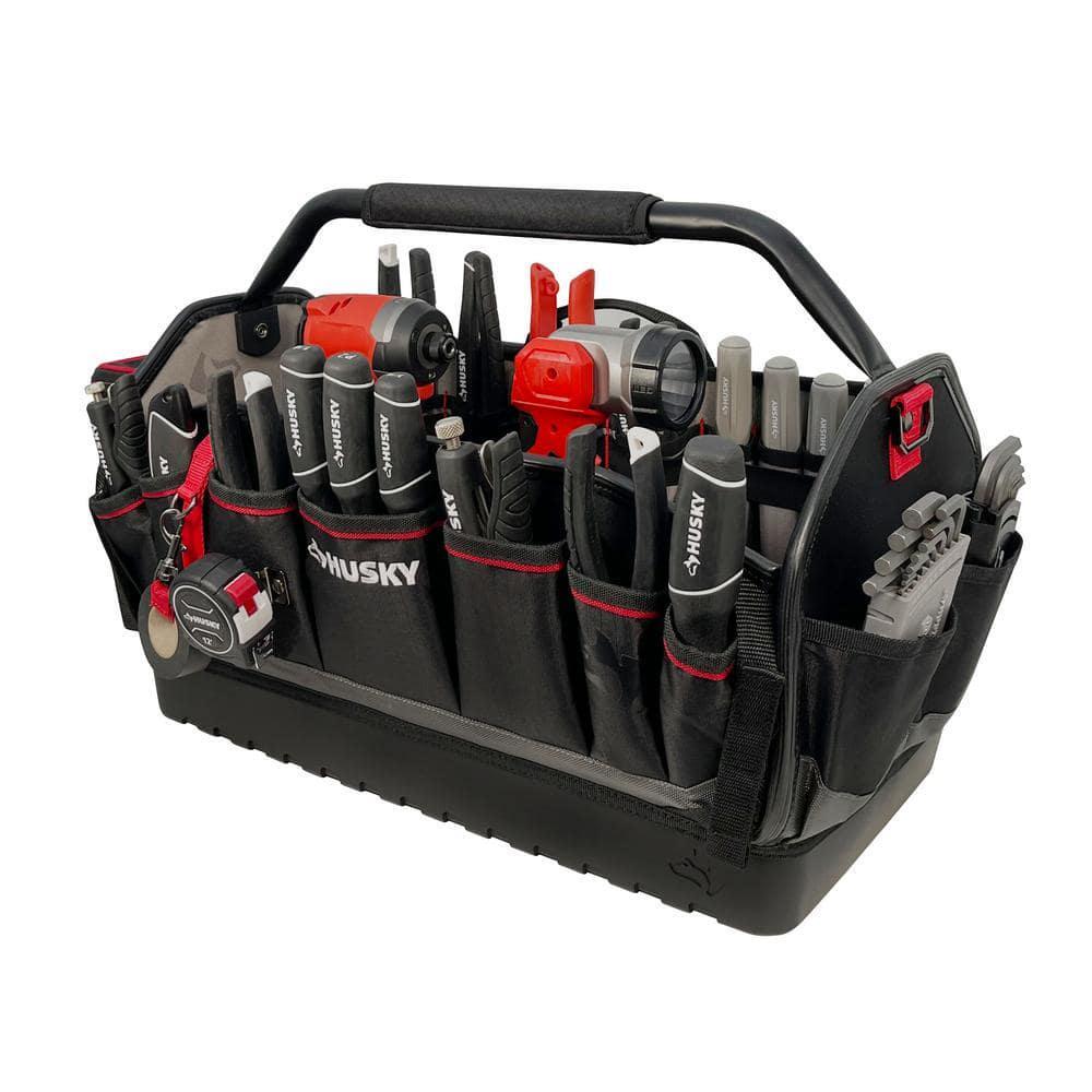 Husky Heavy-Duty 20 in PRO All-Trade Tool Bag Tote Padded Handle Polyester Black