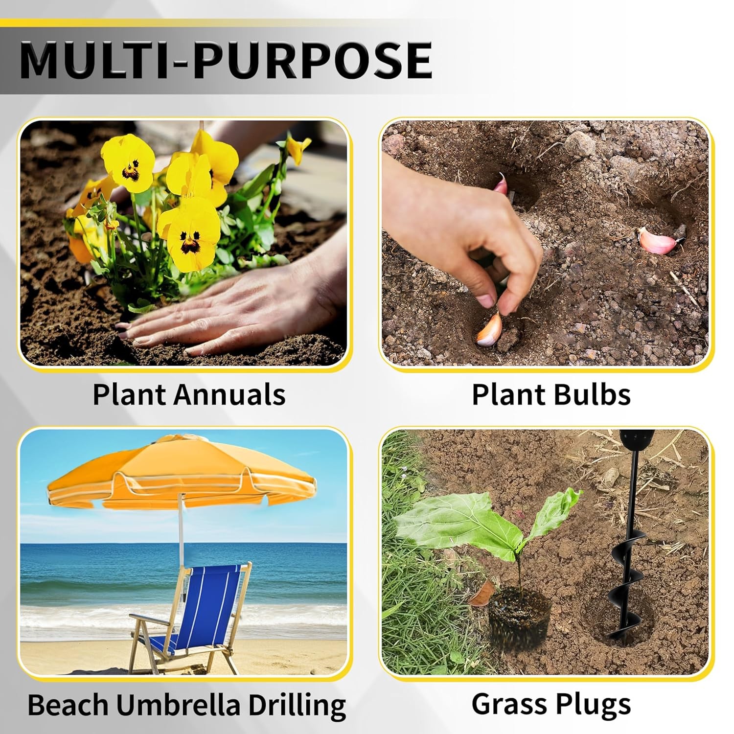 Bulb Planter Auger Drill Bit 1.6×16.5 Inch for Cordless Drill 3/8 Hex