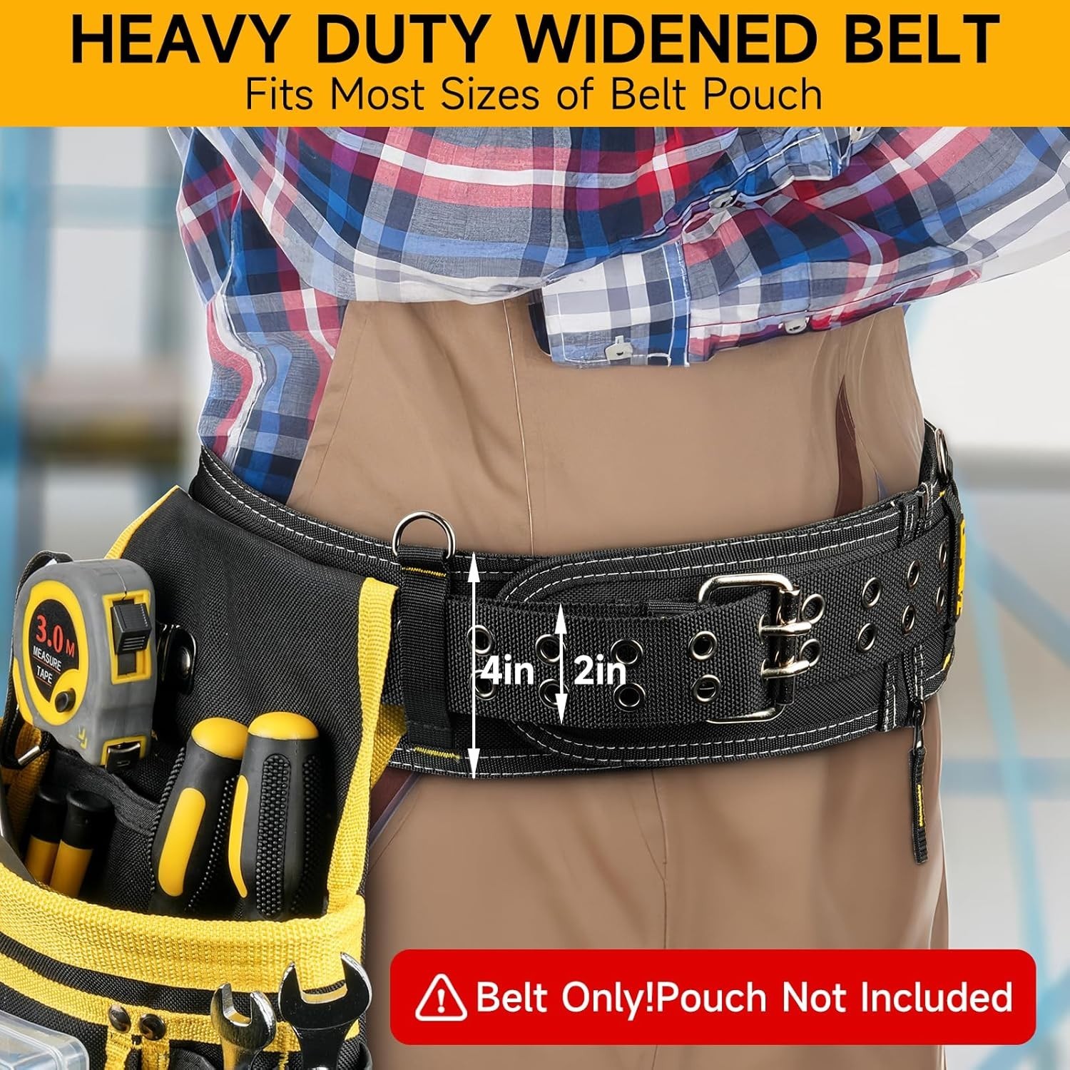 Padded Tool Belt,4-Inch Heavy Duty Tool Belts for Men with 4 Suspenders Ring,
