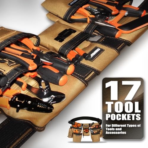 Tool Belt for Electricians & Construction Workers, Adjustable Heavy Duty Work