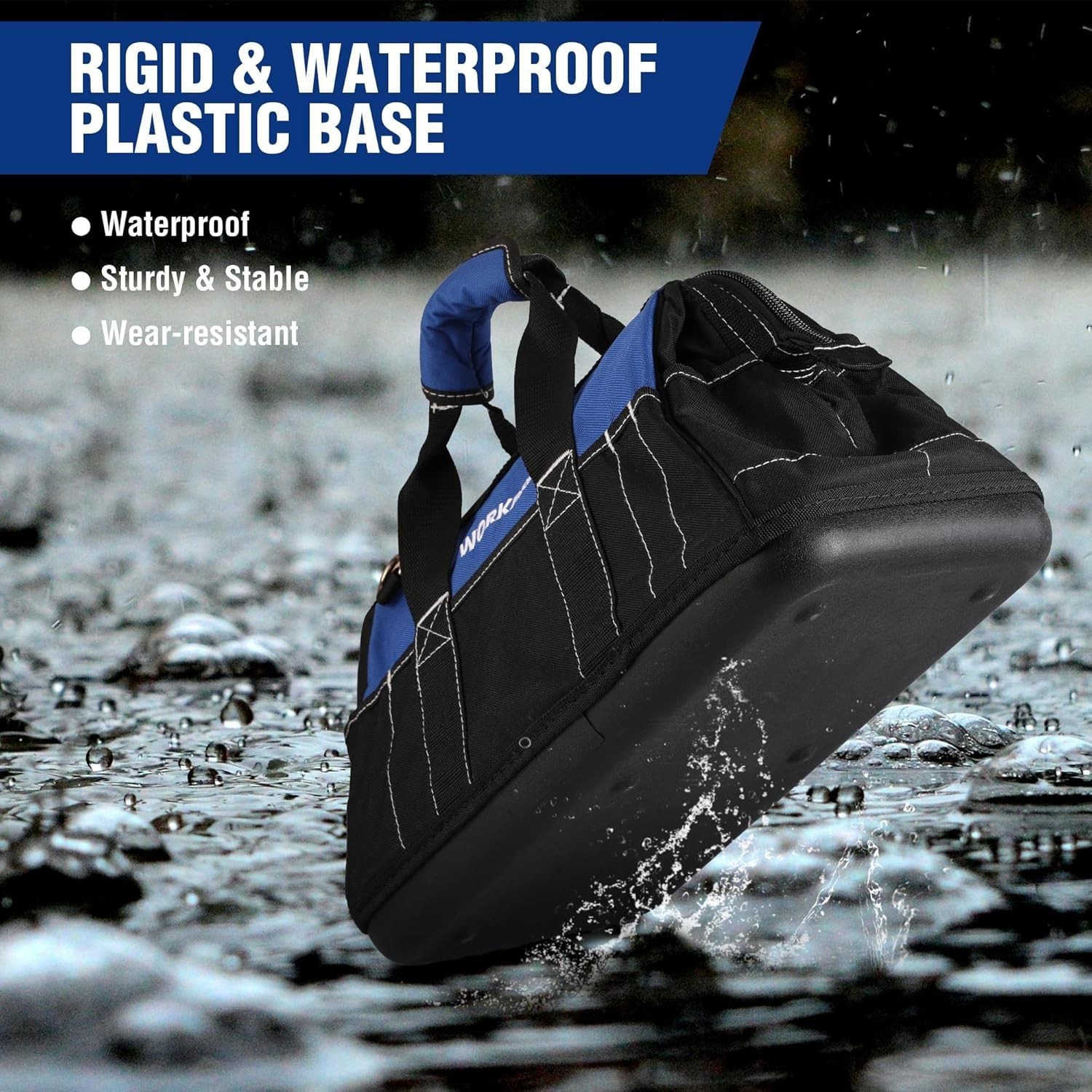 16-Inch Heavy-Duty Waterproof Tool Bag with Adjustable Strap for Easy Carrying