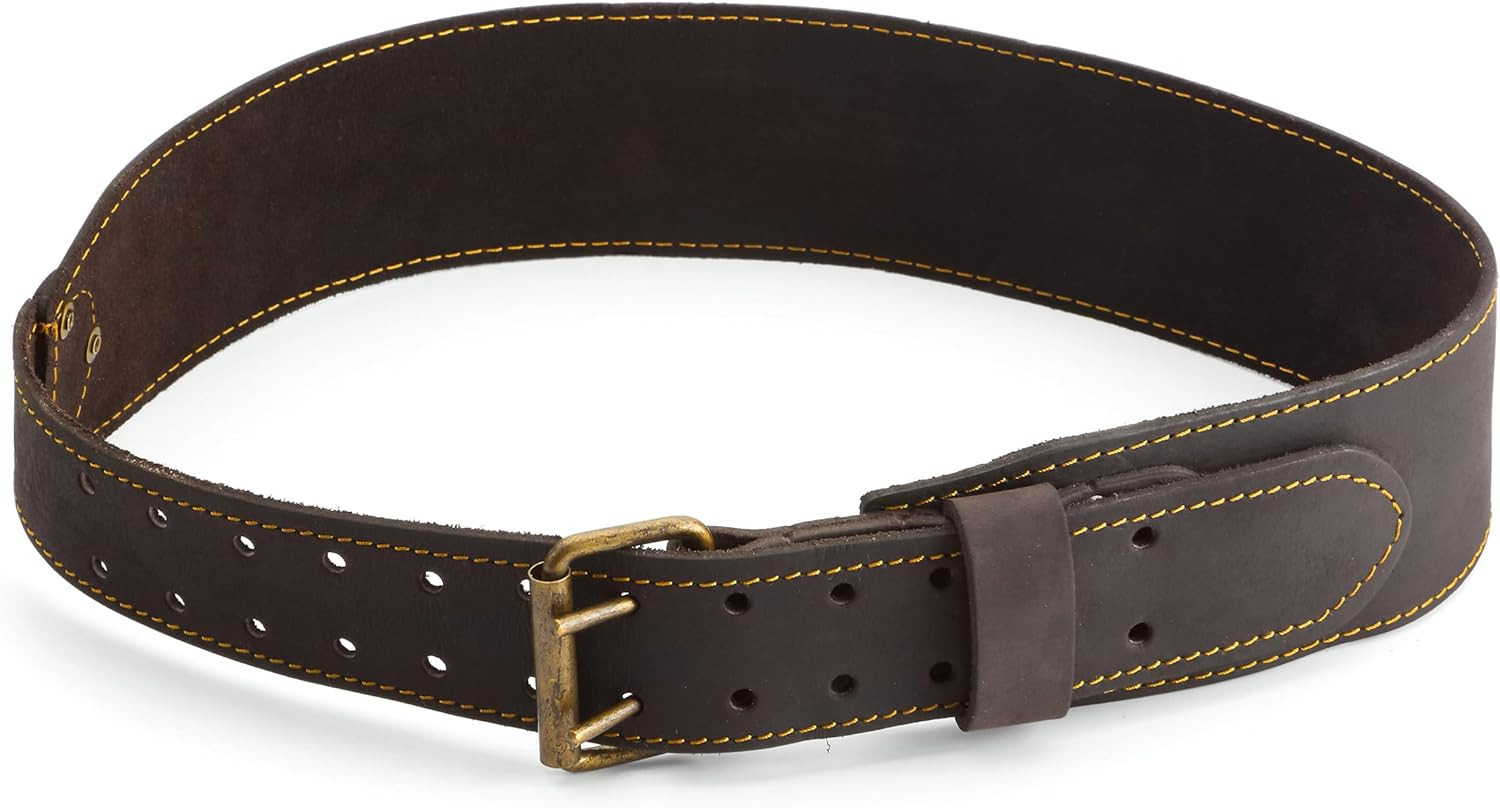 OX Pro Small/Medium 3″ Wide Full Grain Leather Tool Belt with Double Stitched Co