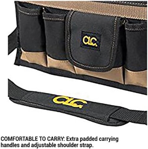 Stylish CLC 16 In. Tool Bag with Adjustable Strap and Parts Tray Included
