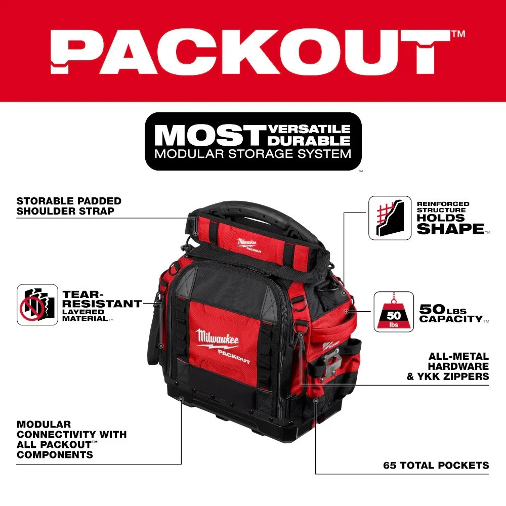 Milwaukee 48-22-8316 PACKOUT 15″ Structured Tool Bag / Original / FedEx Ship
