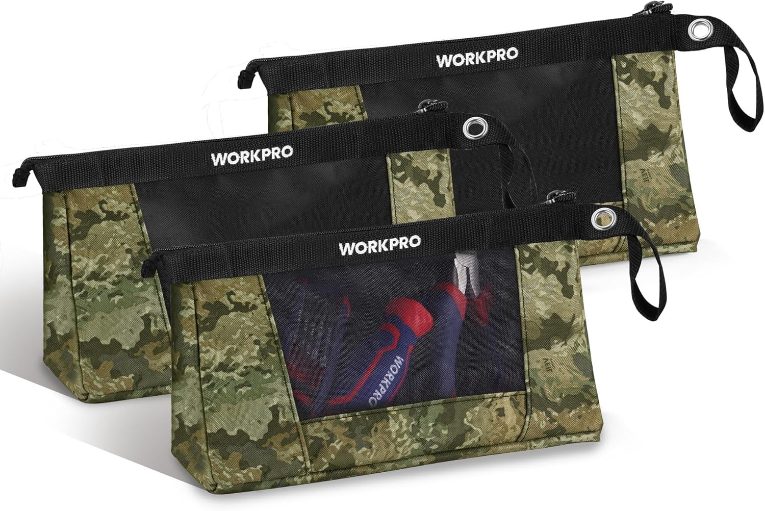 WORKPRO 3 Pcs 12″ Heavy-Duty Utility Tool Pouches Tool Bag Organizer with Zipper