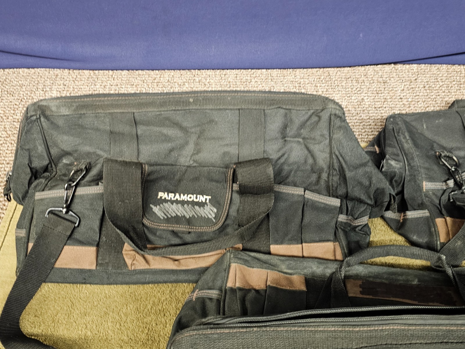 3 Paramount Mechanics Canvas Tool Bags Zipper Bag Black Large Military