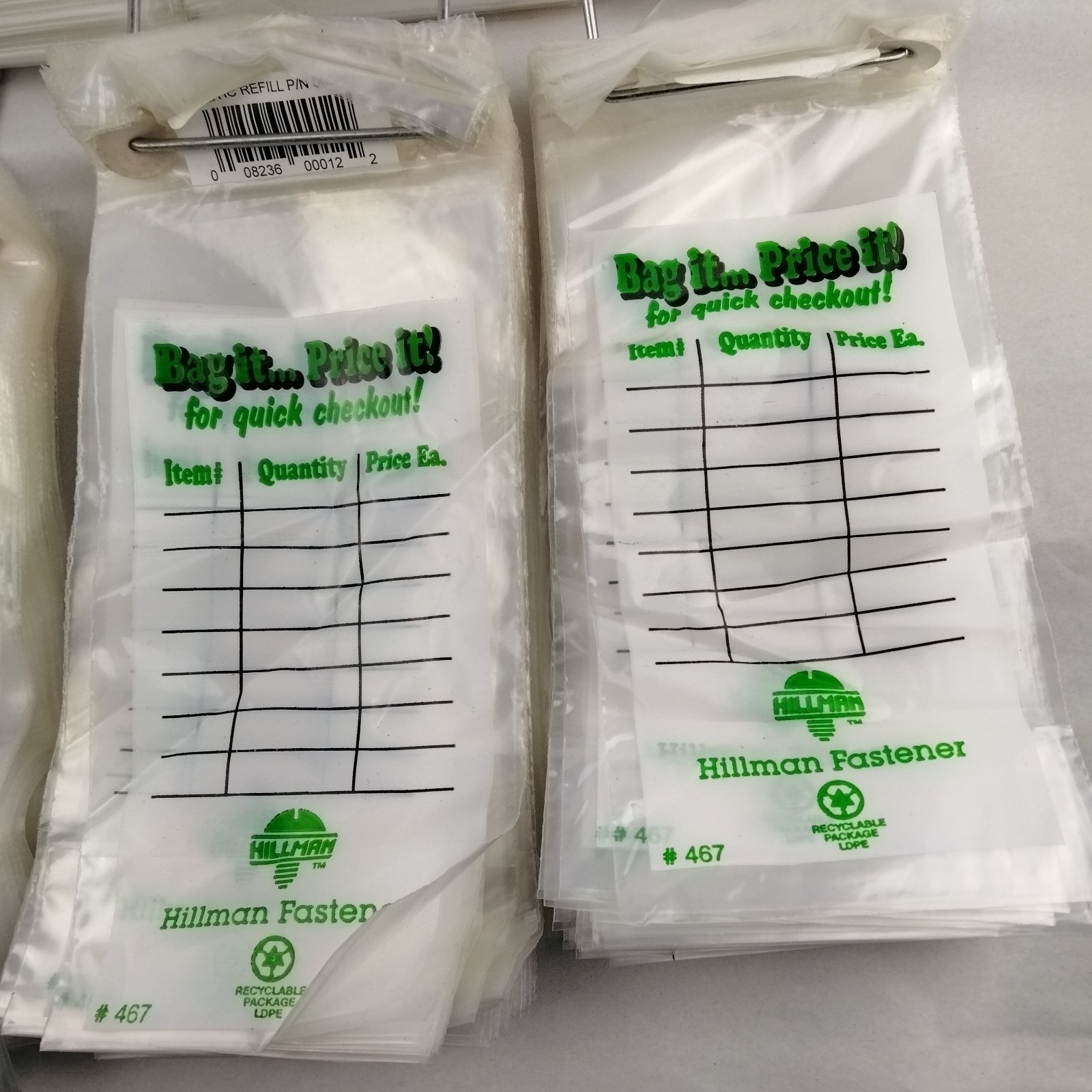 Hillman 467 Self-Service Plastic Fastener Bags 4″ x 8″ (100 Pack) Lot Of 7