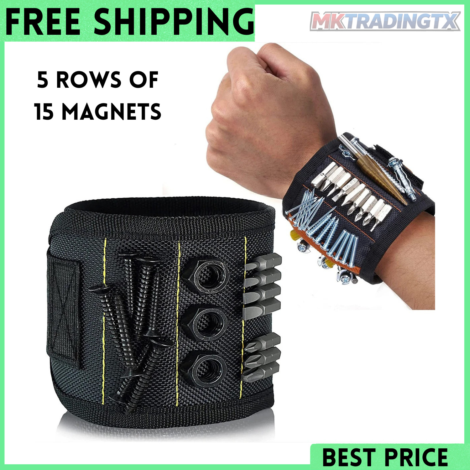 Magnetic Wristband for Holding Screws,Nails Drilling Wrist Tool Holder Belt 1Pc