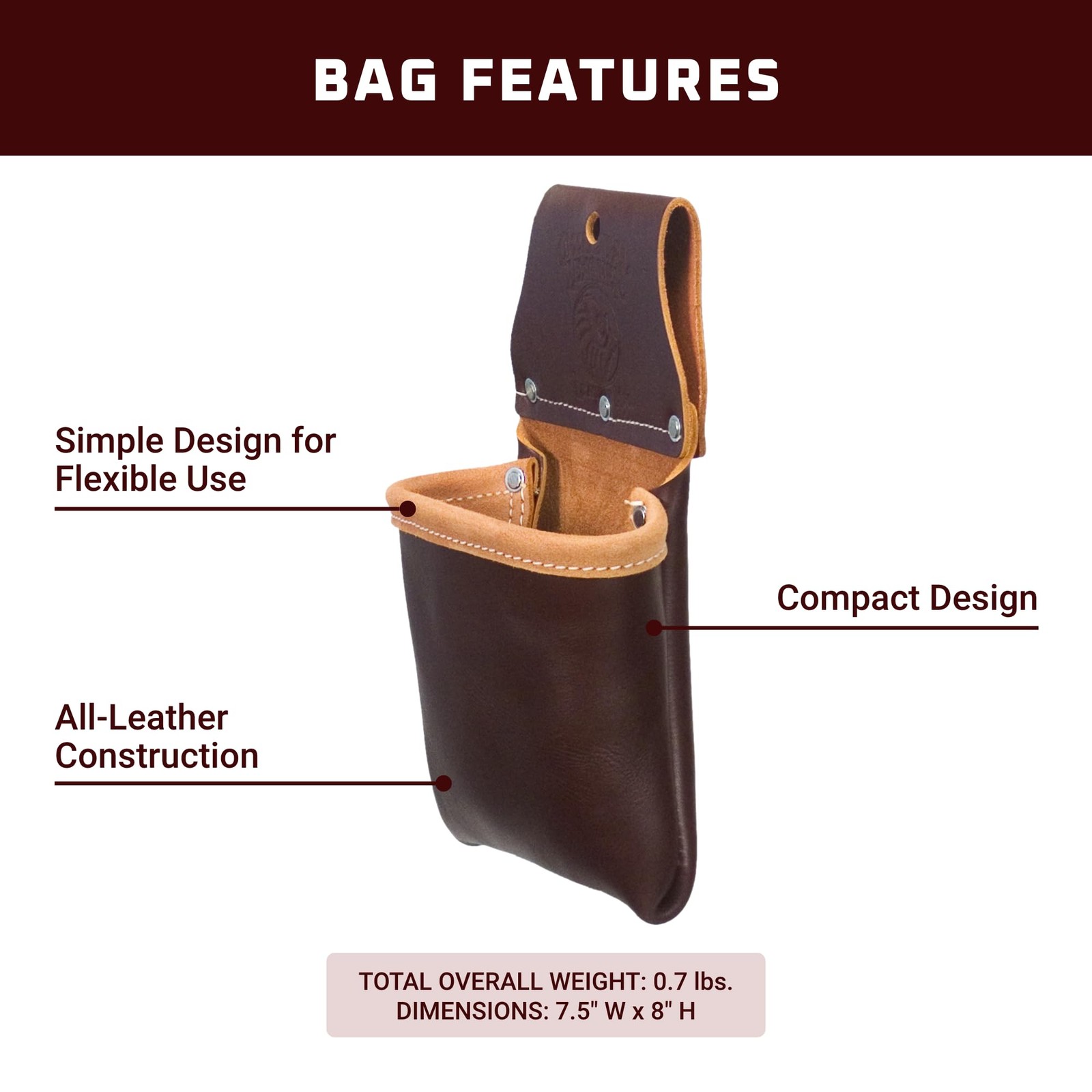Pro Leather Utility Bag – 1 Pocket – Simple & Compact – Made in USA