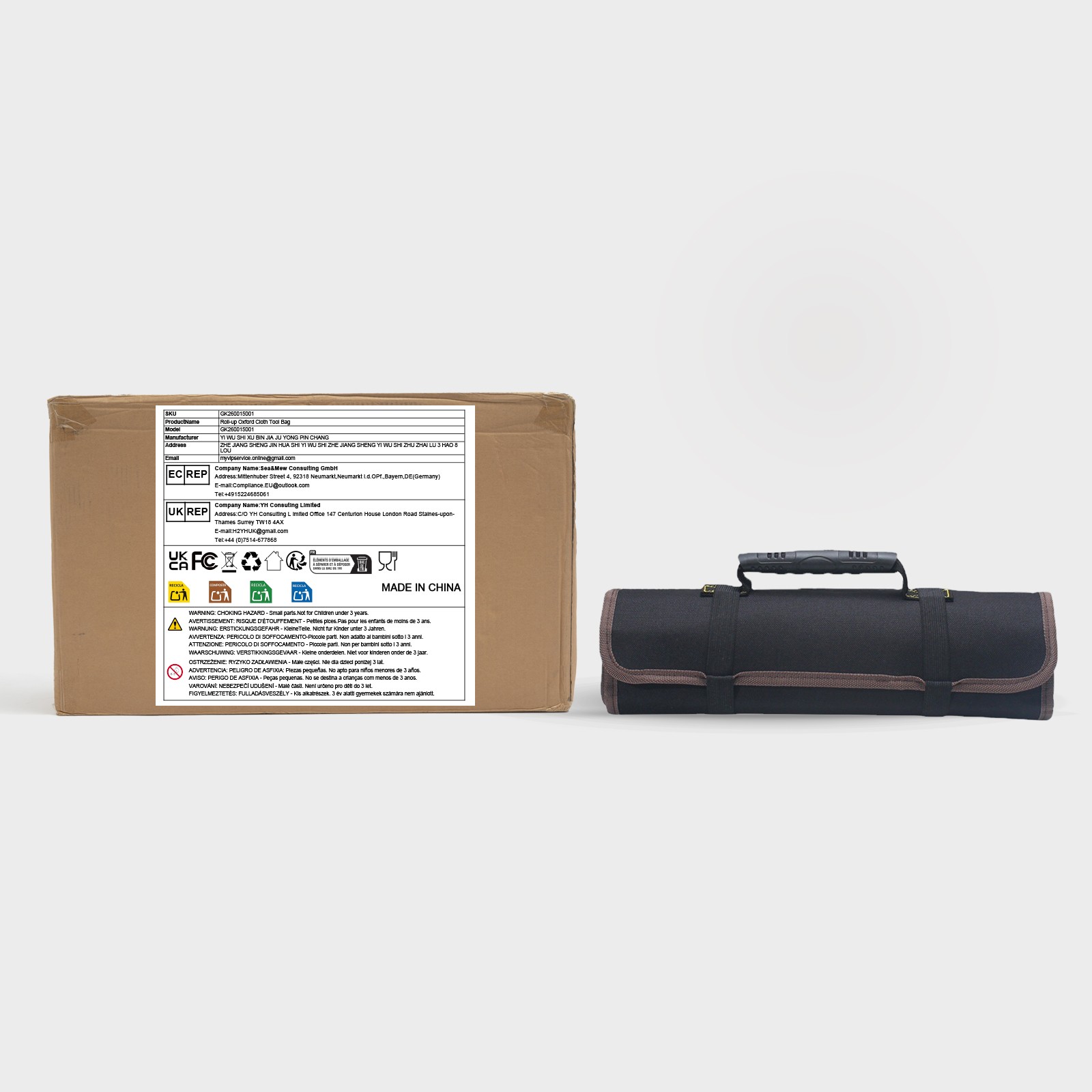 Roll Up Tool Bag, Multi-Purpose Tool Pouch, 58*35.5*1cm Hanging Tool Organizer
