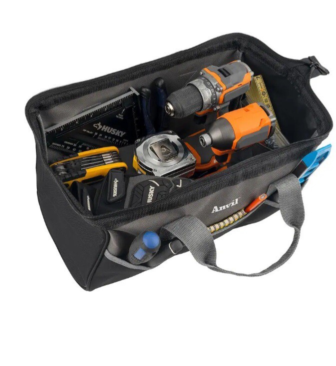 Anvil Tool Bag Black 16″ 9total Pockets Wide Opening Mouth400D Water-resistant