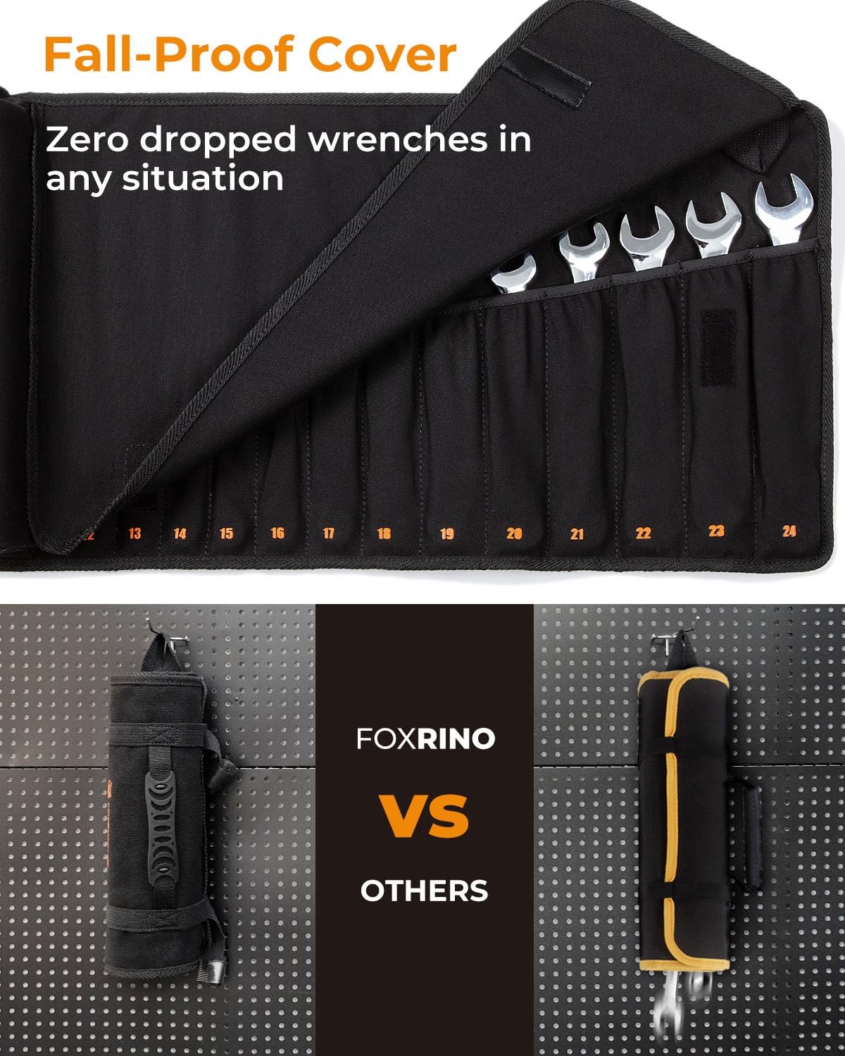 Wrench Roll, Wrench Roll Up Pouch, 19-Pocket Heavy Duty Canvas Wrench Organiz…